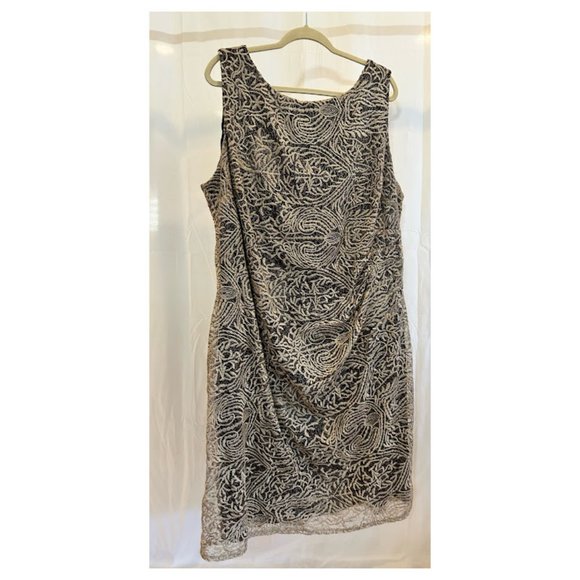 Anne Klein Sheath Dress 22W Gold Lace Overlay - Picture 1 of 5